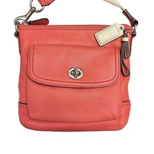 Coach pink leather y2k Turnlock crossbody bag swing pack